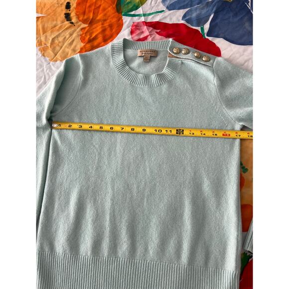 Burberry Brit 100% Cashmere Sweater Turquoise Gold Button Size M - Picture 4 of 9